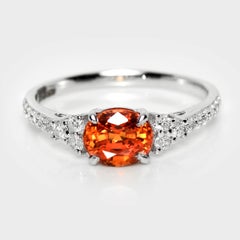 HRD 14K 1.60 Ct Natural Vivid Fanta Garnet&Diamonds Antique Engagement Ring