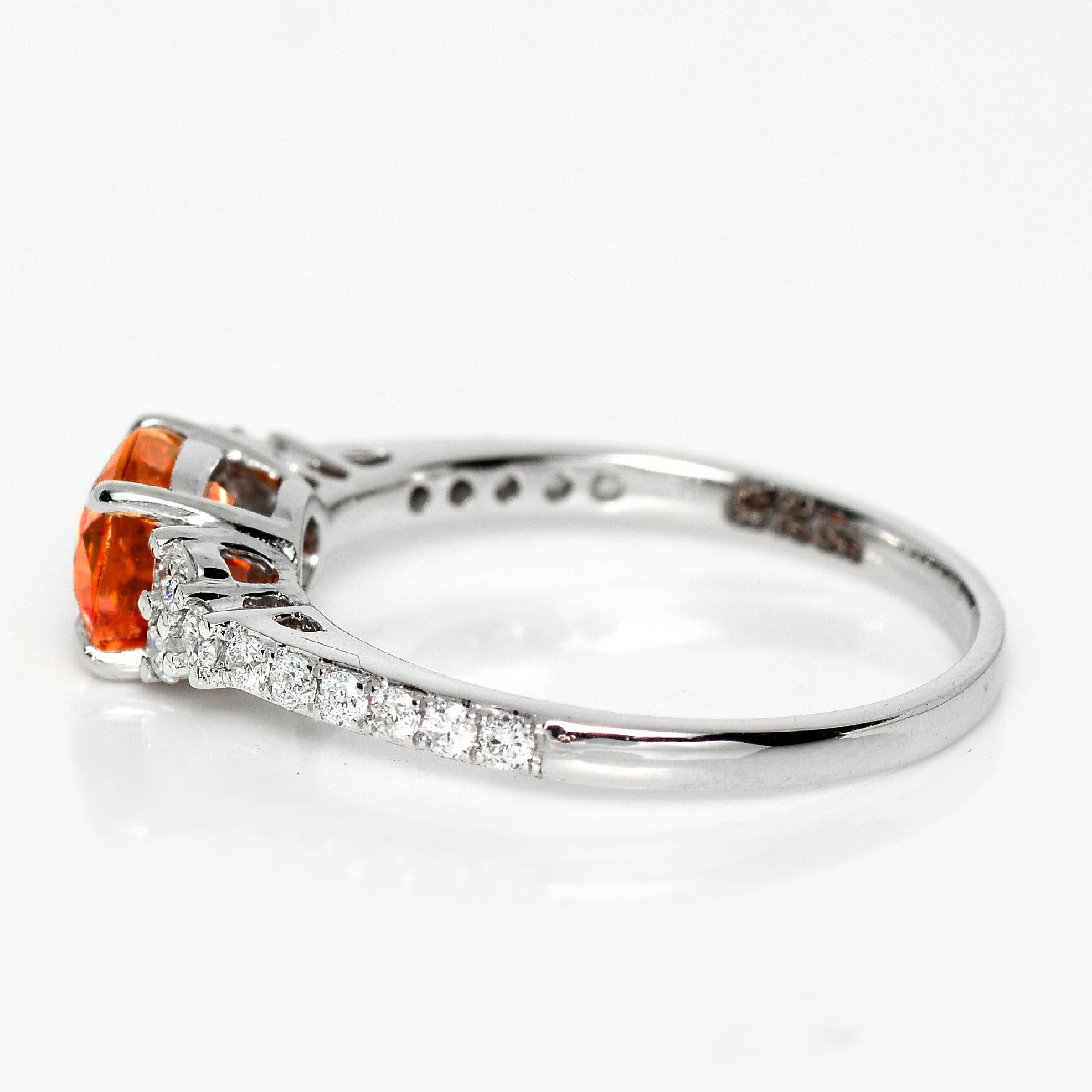 HRD 14K 1.60 Ct Natural Vivid Fanta Garnet&Diamonds Antique Engagement Ring Corte esmeralda en venta