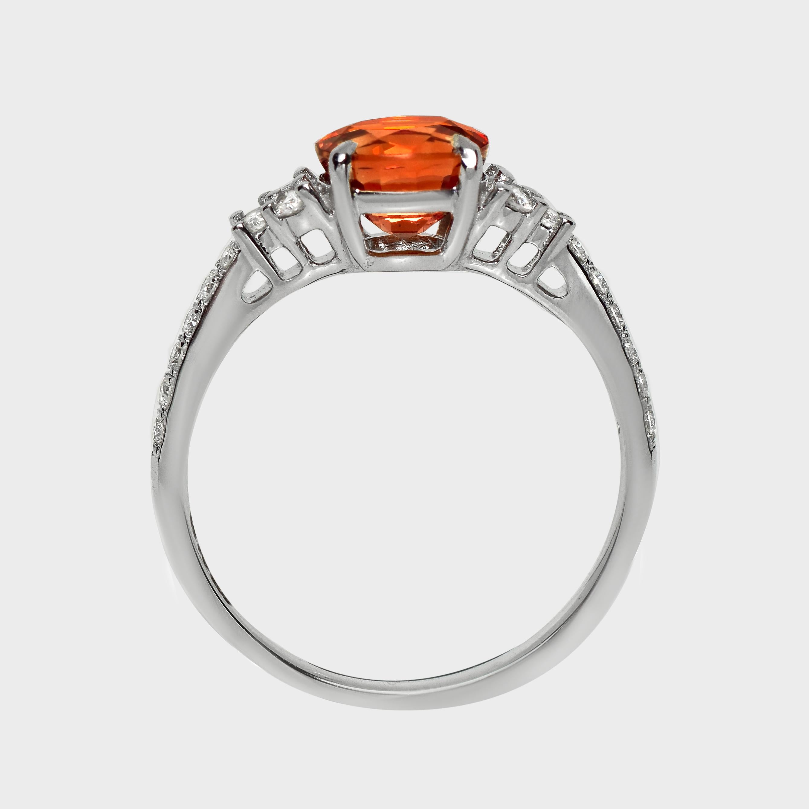 HRD 14K 1.60 Ct Natural Vivid Fanta Garnet&Diamonds Antique Engagement Ring en Nuevo estado para la venta en Kaohsiung City, TW