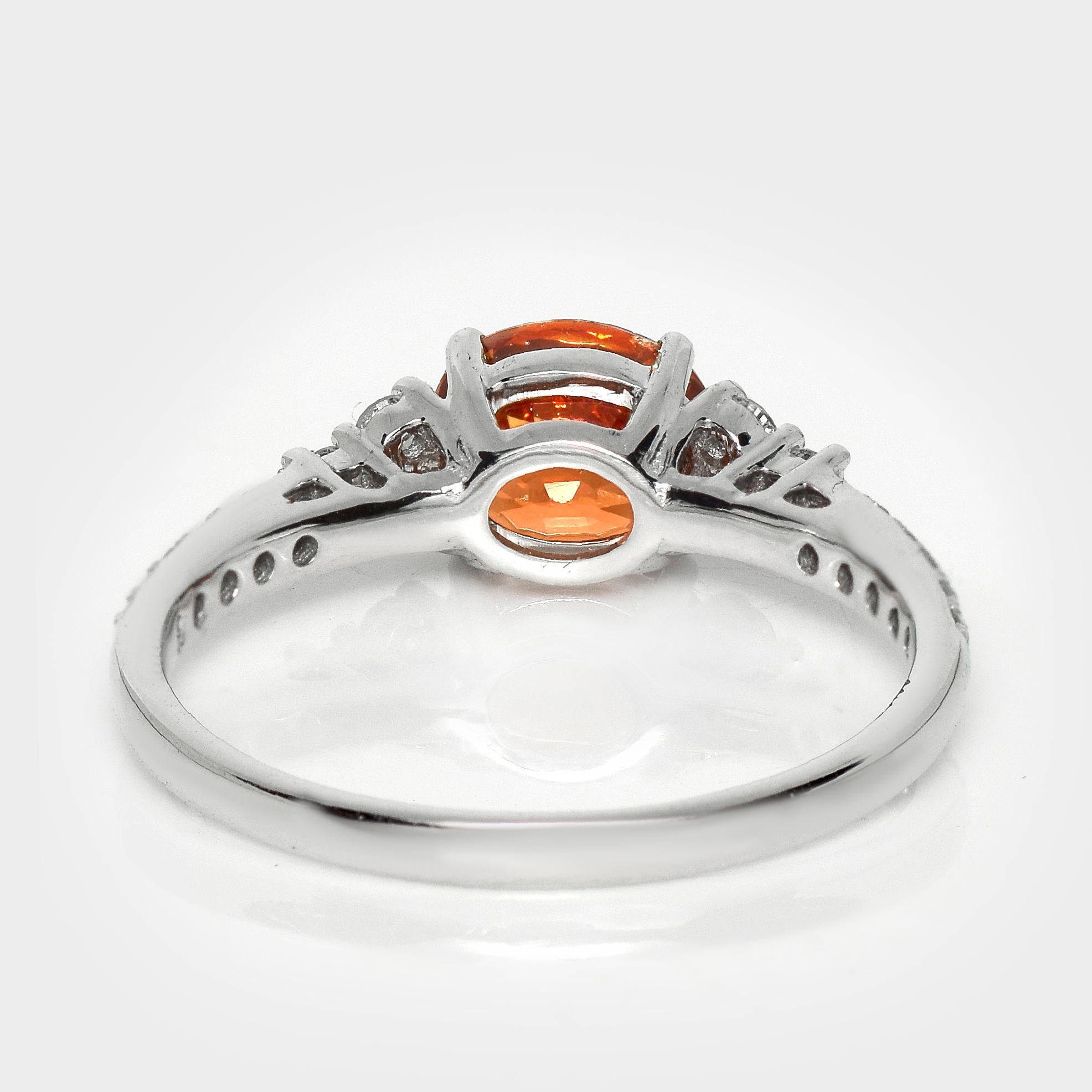 HRD 14K 1.60 Ct Natural Vivid Fanta Garnet&Diamonds Antique Engagement Ring en venta 1