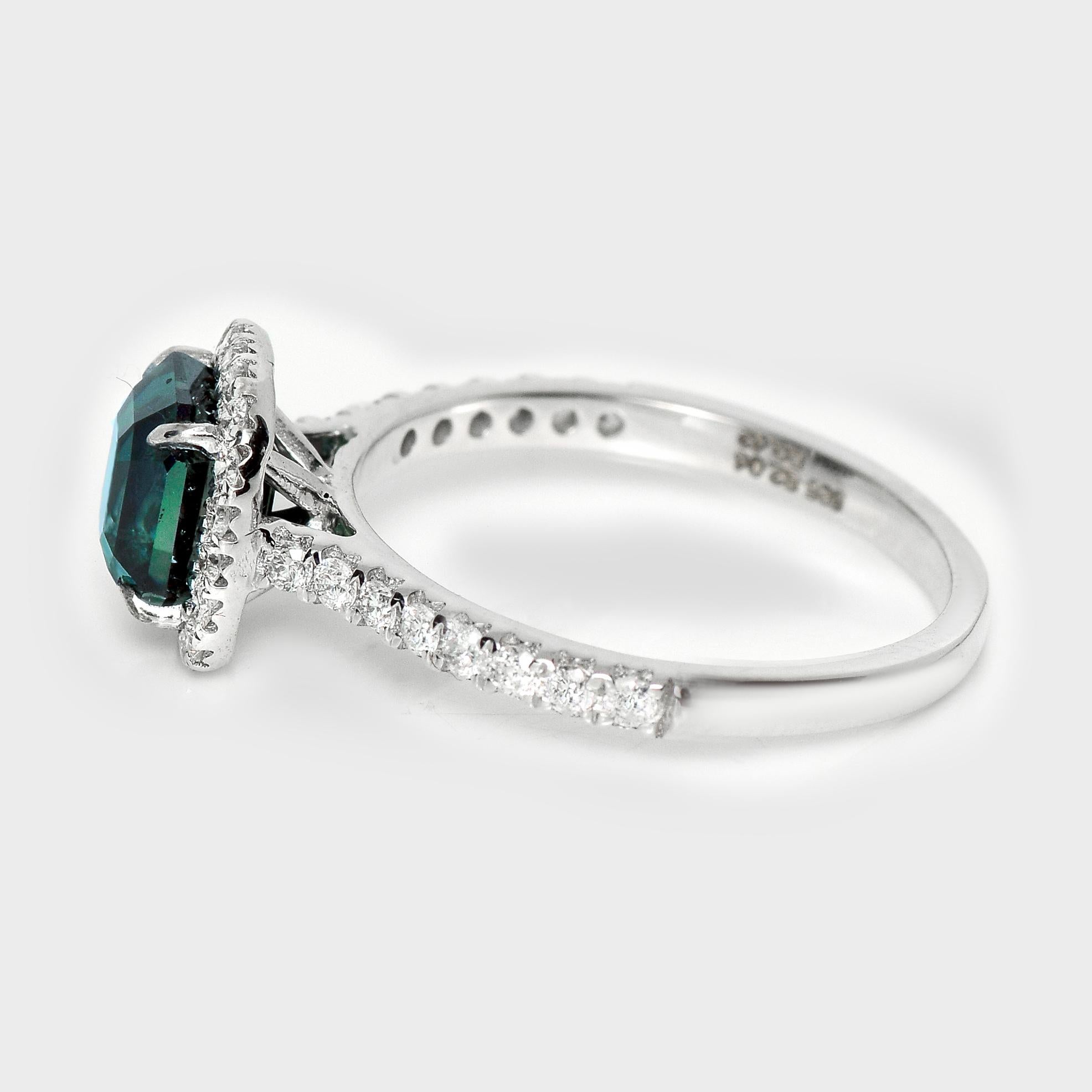 HRD 14K 2.04 Ct Natürlicher Grünlicher Blauer Saphir&Diamanten Verlobungsring für Damen oder Herren im Angebot