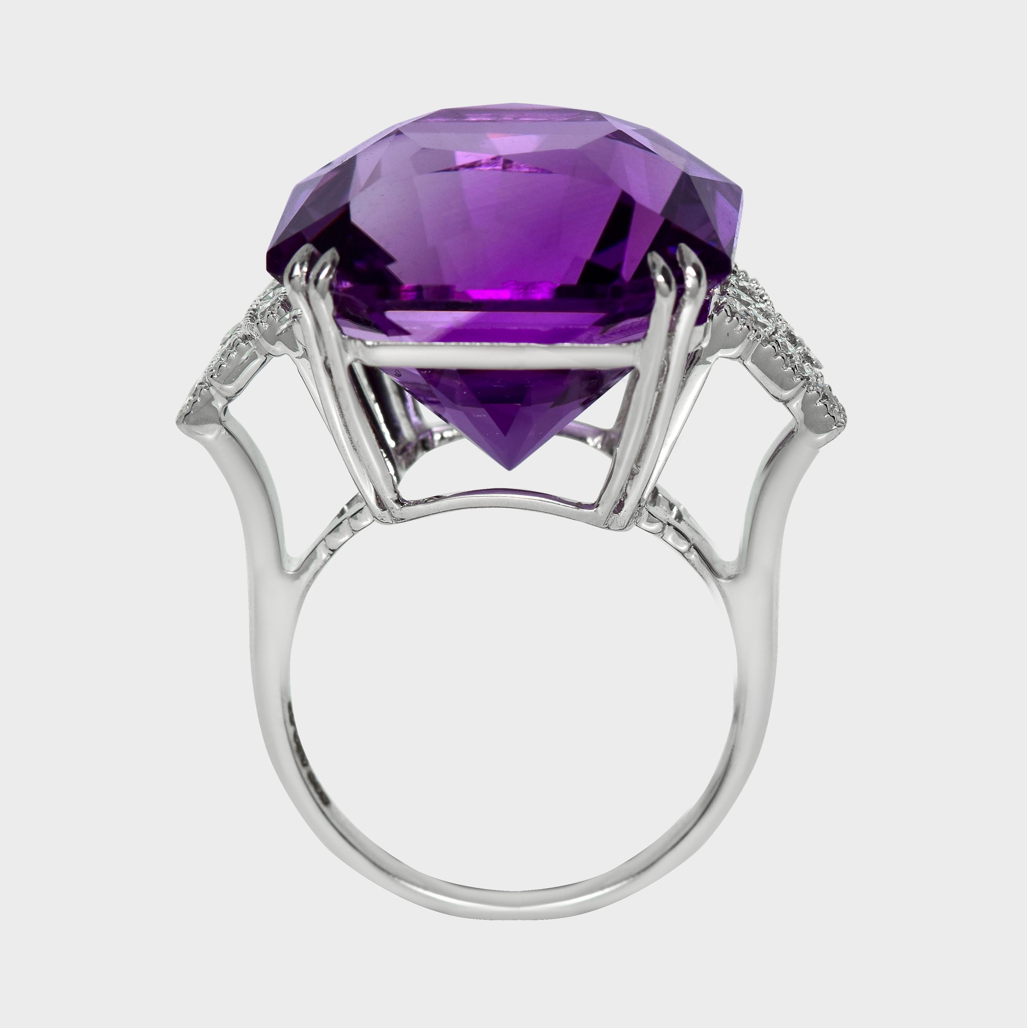 HRD 14K 20.43 ct Natural Vivid Purple Amethyst Diamonds Antique Engagement Ring en Nuevo estado para la venta en Kaohsiung City, TW