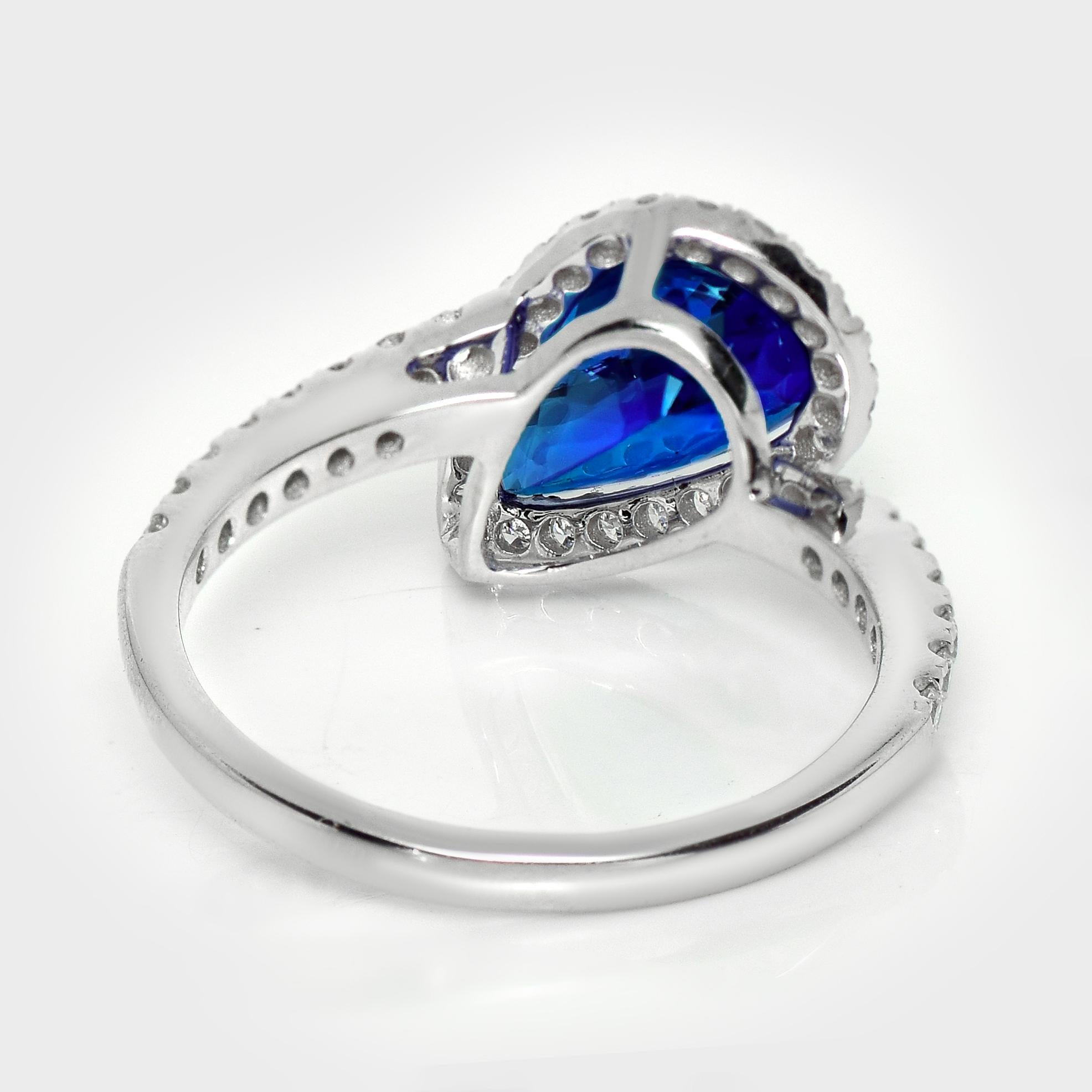 HRD 14K 2.46 Ct Tanzanita Natural&Diamantes Anillo de Compromiso en venta 1