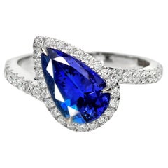 HRD 14K 2.46 Ct Natural Tanzanite&Diamonds Engagement Ring