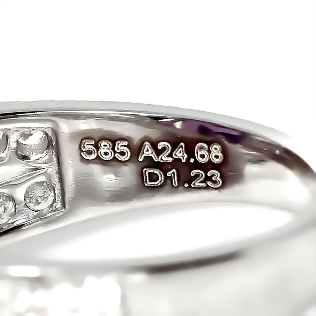 HRD 14K 24.68 ct Natural Vivid Purple Amethyst Diamonds Antique Engagement Ring en venta 2