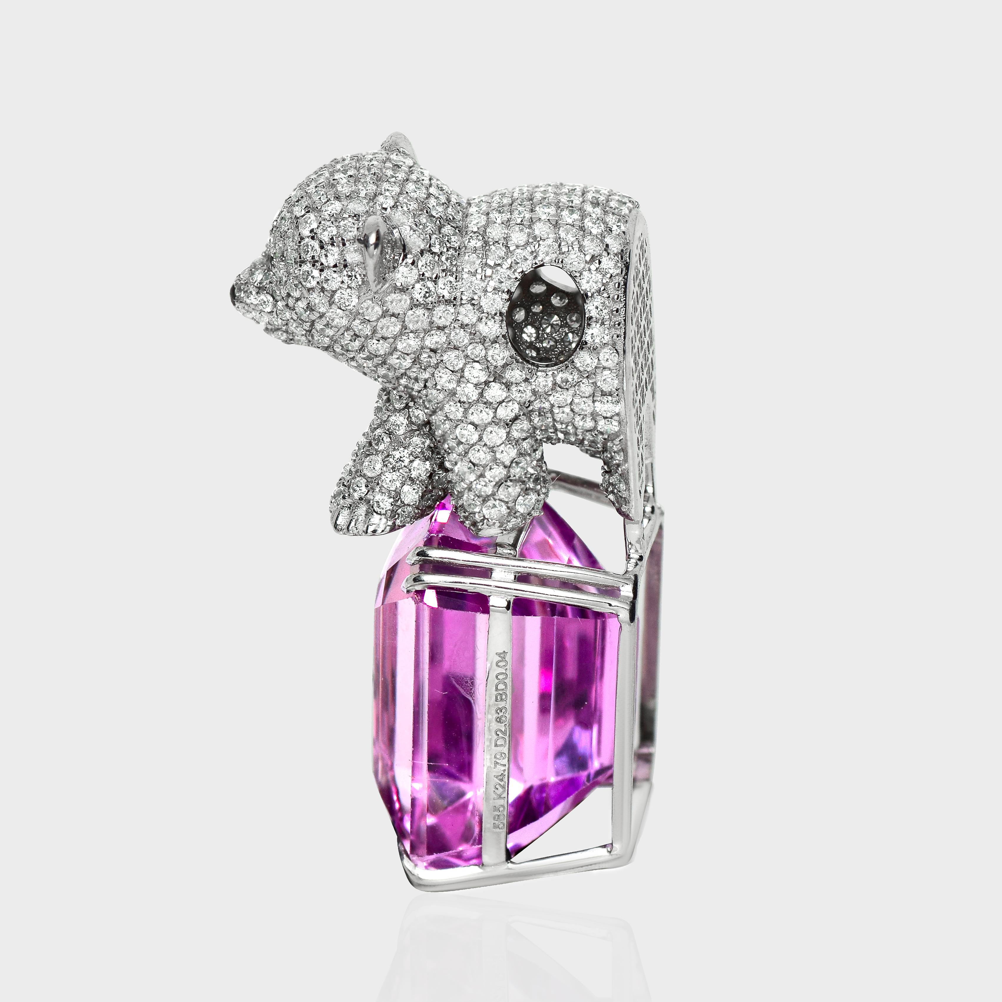 Collar Colgante HRD 14K 24,79 ct Kunzita&Diamante en Nuevo estado para la venta en Kaohsiung City, TW