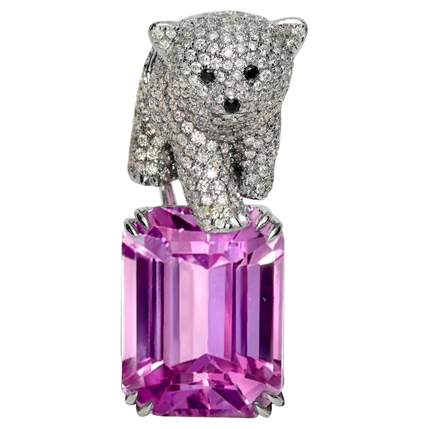 Collar Colgante HRD 14K 24,79 ct Kunzita&Diamante en venta