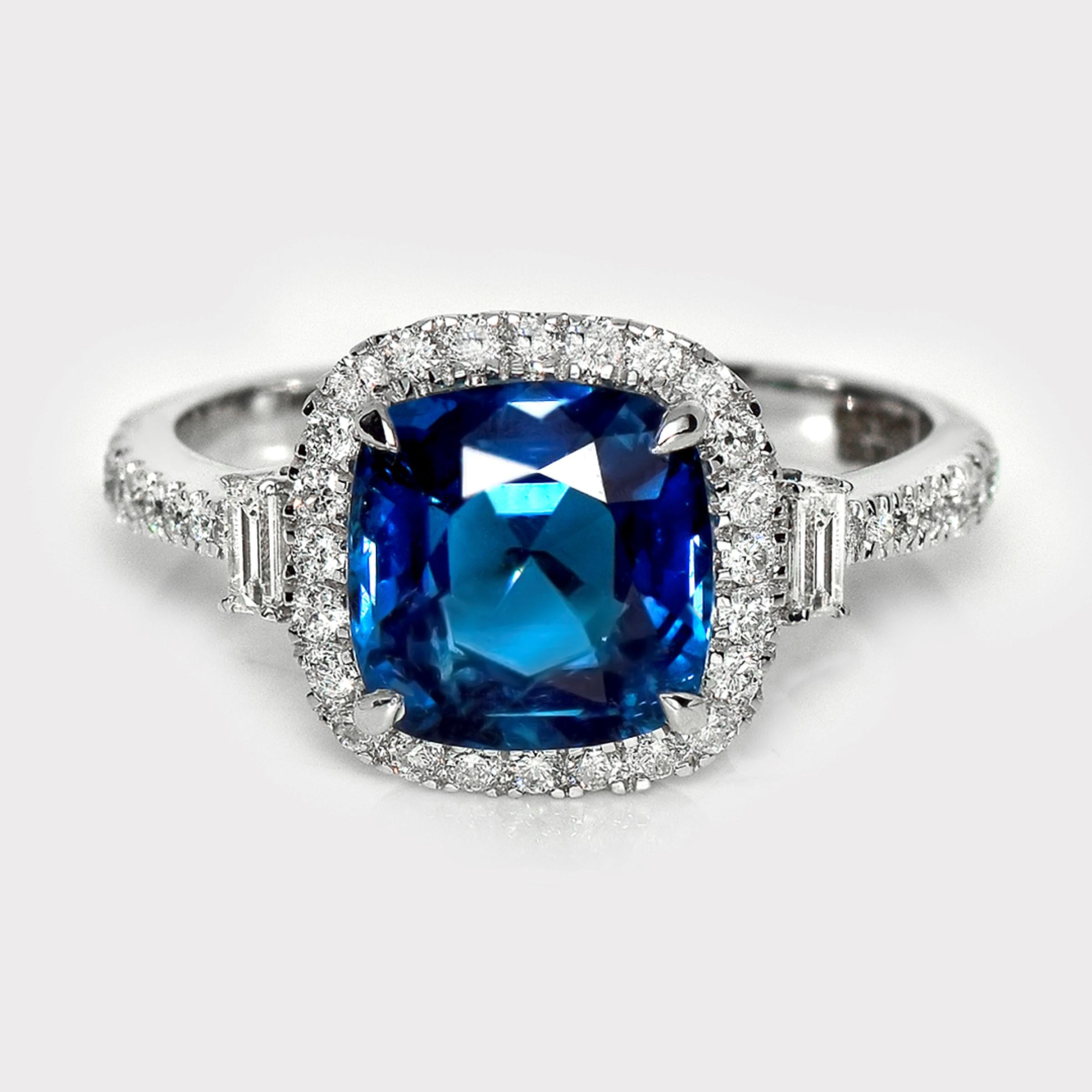 *HRD 14K 2.55 ct  Natural Vivid Blue Tourmaline&Diamonds Antique Engagement Ring*

This ring features a 2.55 carat natural vivid blue Tourmaline set on the 14K white gold band and accented with FG VS diamonds weighing 0.43 carats.

This modern and