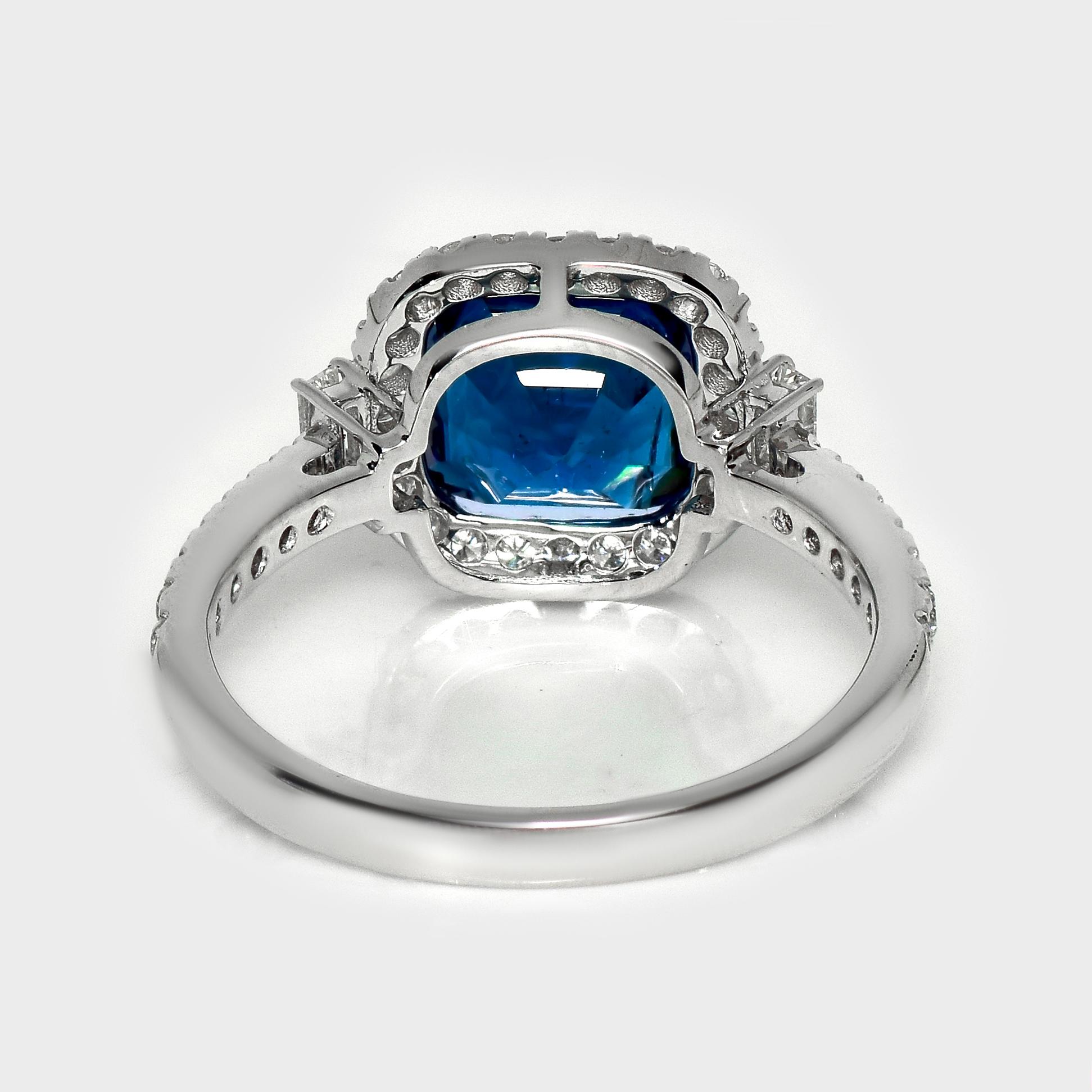 HRD 14K 2.55 ct Natural Vivid Blue Tourmaline&Diamonds Antique Engagement Ring en venta 1