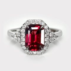 HRD 14K 2.75 Ct Natural Vivid Rhodolite Garnet&Diamonds Antique Engagement Ring