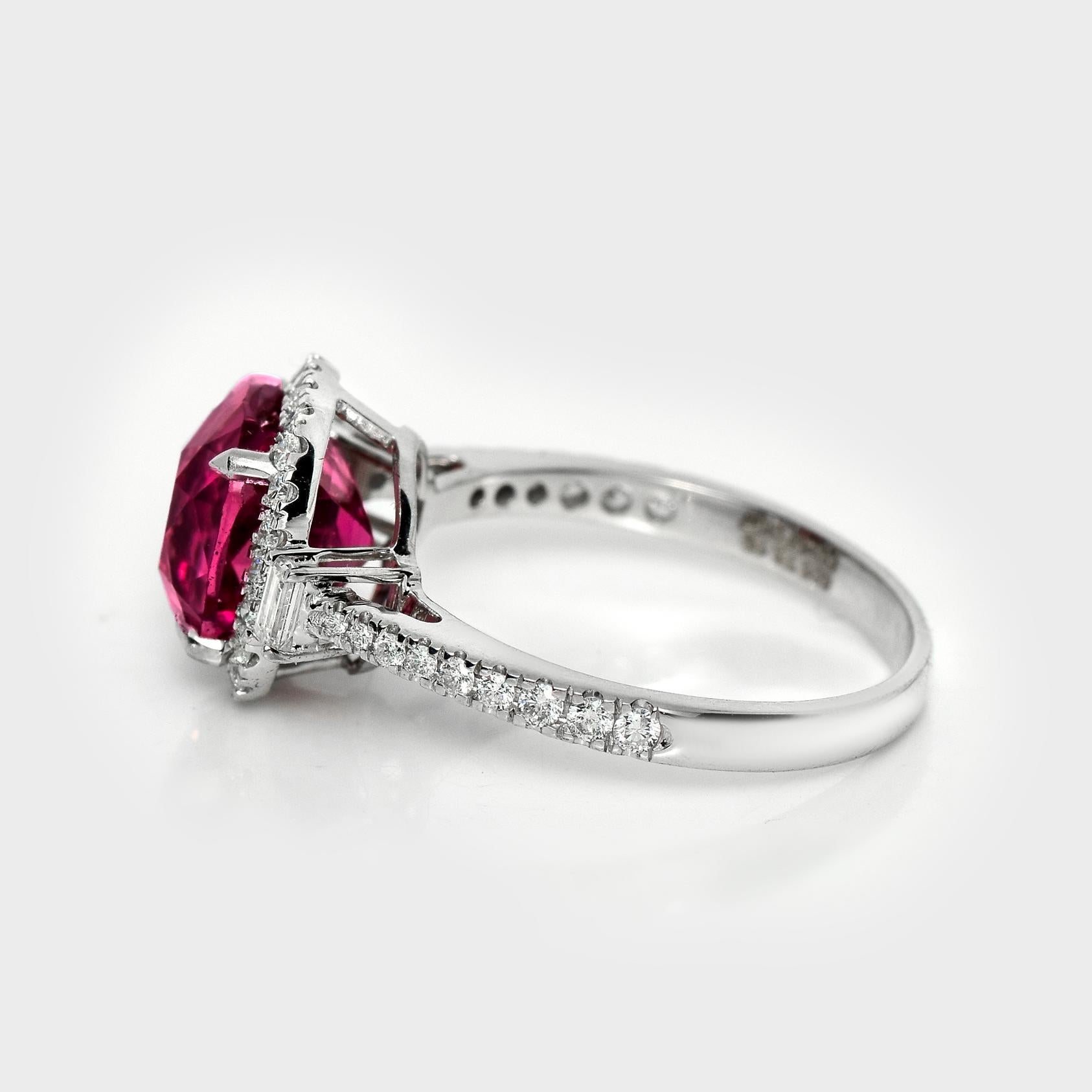 De las mujeres HRD 14K 3,15 ct  Anillo de Compromiso Antiguo con Diamantes Rubelita Roja Natural en venta