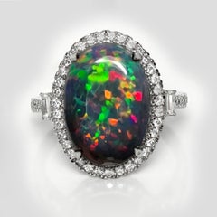 HRD 14K 5,01 ct  Anello da cocktail con diamanti opale nero, a colori naturali
