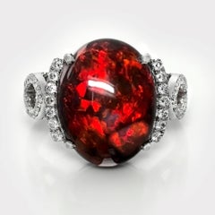 HRD 14K 5,85 ct  Anello da cocktail con diamanti opale nero, a colori naturali