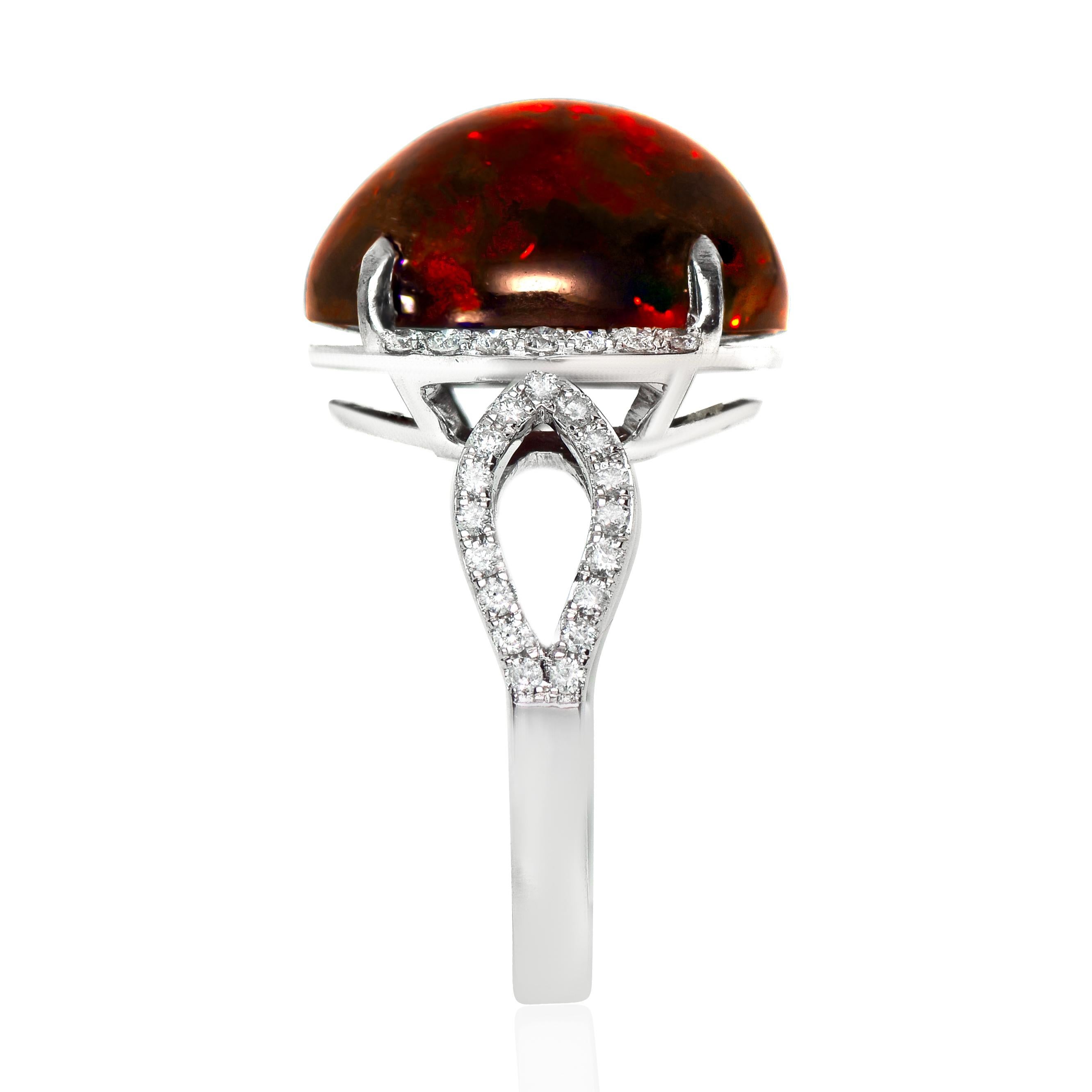 HRD 14K 5,85 ct  Natürliche Farben spielender schwarzer Opal-Diamanten-Cocktailring im Zustand „Neu“ im Angebot in Kaohsiung City, TW