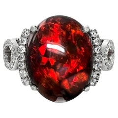 HRD 14K 5,85 ct  Anillo de Cóctel de Diamantes de Ópalo Negro de Color Natural Play