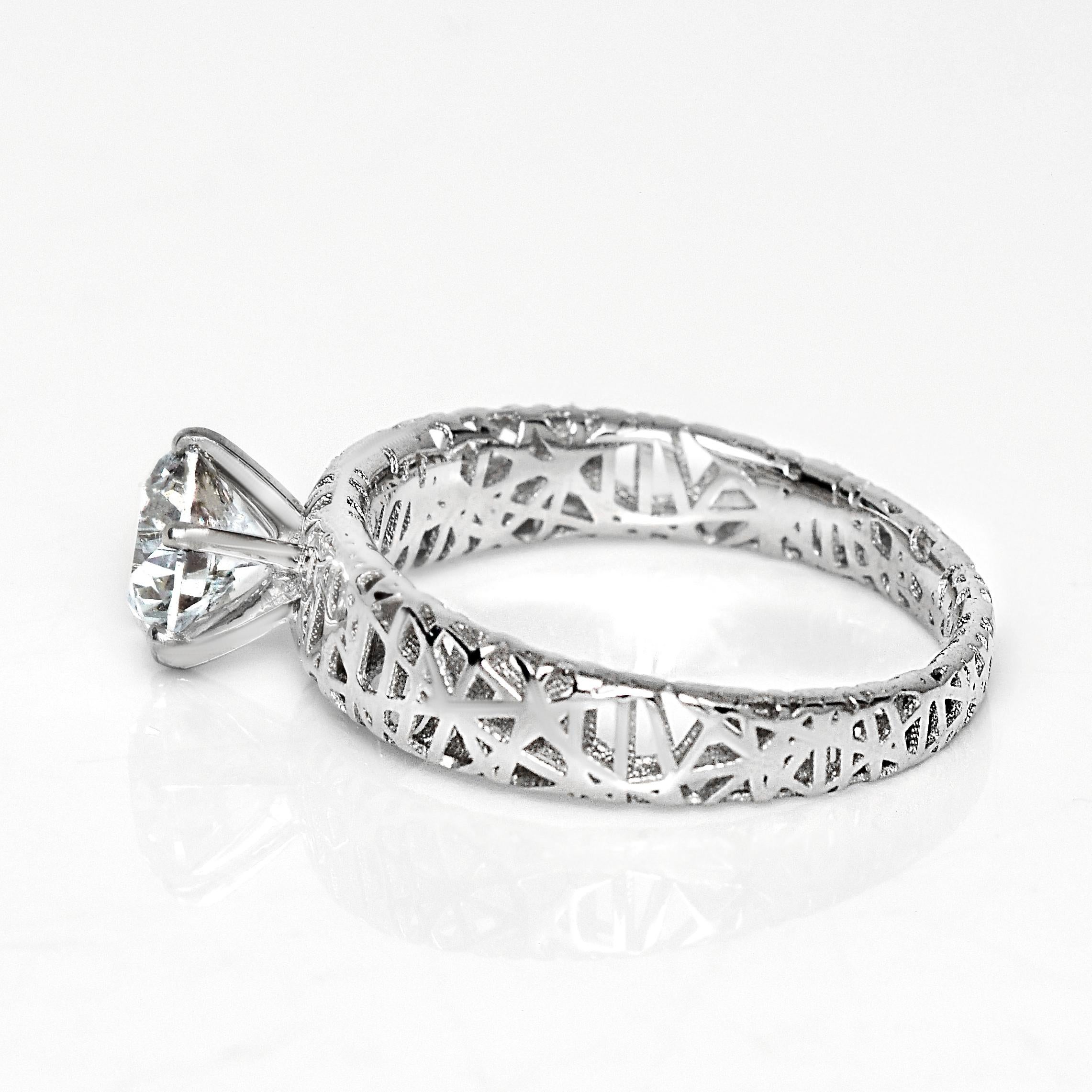 Bague de fiançailles Art déco ancienne HRD 18K 3EX 1,01 carat G SI2 diamant naturel Pour femmes en vente