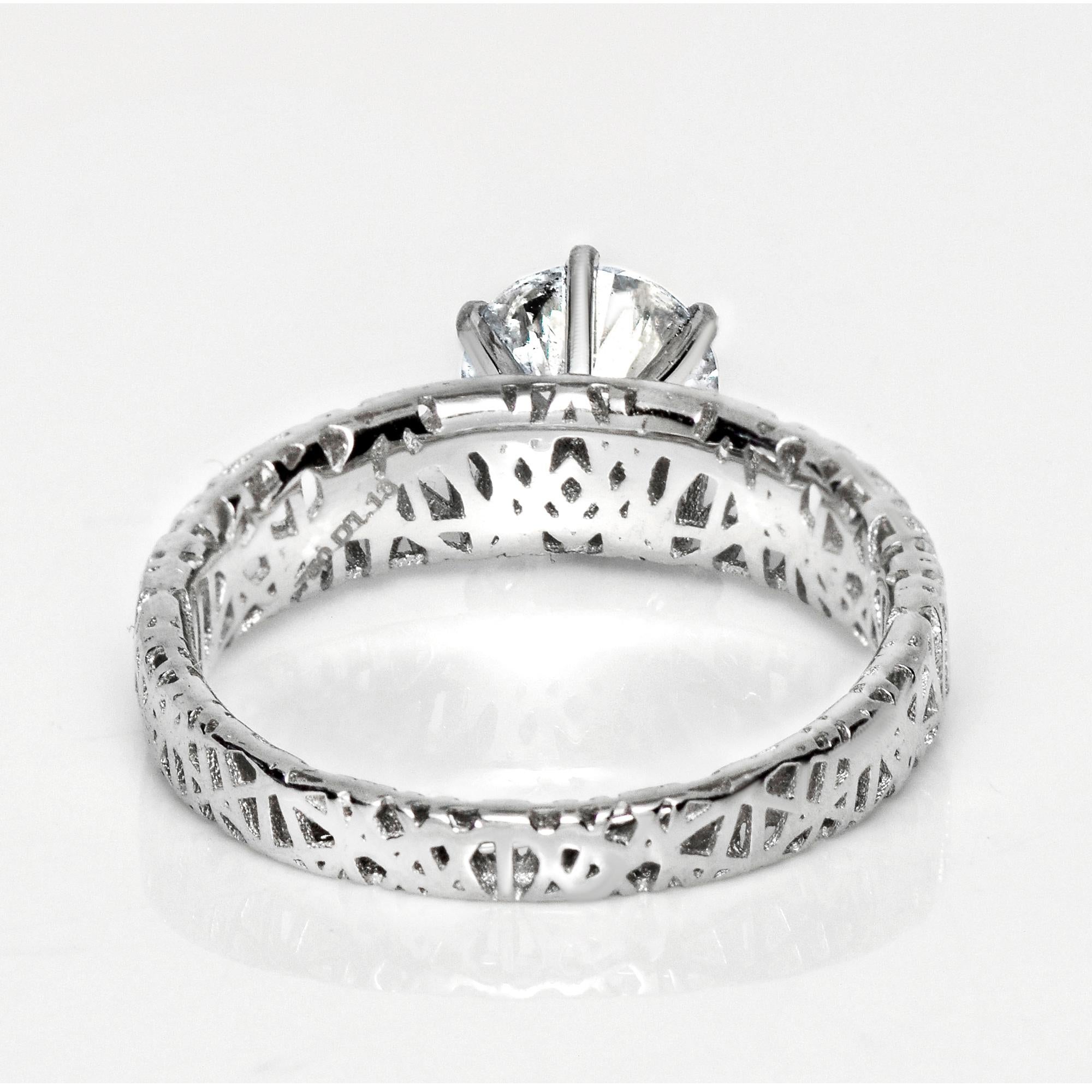 Bague de fiançailles Art déco ancienne HRD 18K 3EX 1,01 carat G SI2 diamant naturel en vente 1