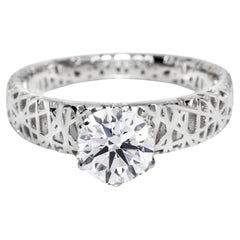 HRD 18K 3EX 1.01 Ct G SI2 Diamante Natural Antiguo Anillo de Compromiso Art Decó