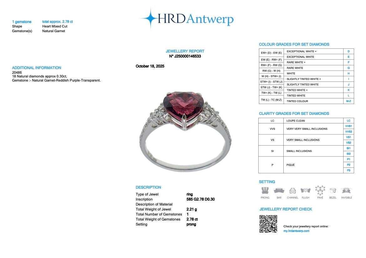 HRD 2.78 ct 14K White Gold Vivid Reddish Purple Mahenge Garnet Engagement Ring im Angebot 3