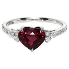 HRD 2.78 ct 14K White Gold Vivid Reddish Purple Mahenge Garnet Engagement Ring
