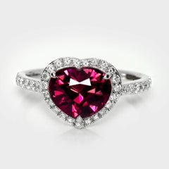 HRD 3,12 carati in oro bianco 14K Anello di fidanzamento con granato Mahenge rosso vivo e viola