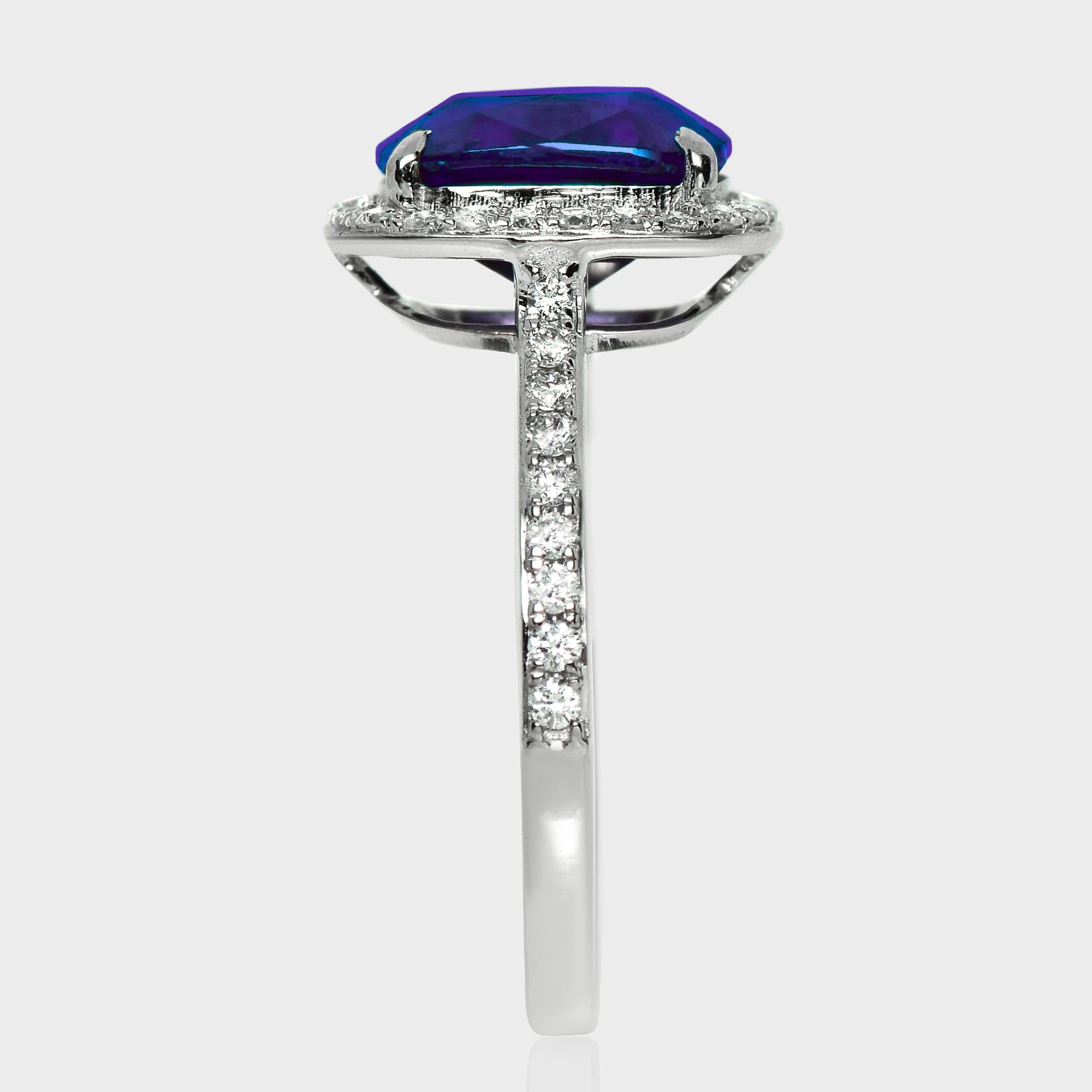 HRD 3.17 Ct 14K White Gold Unheated Purple Spinel&Diamonds Engagement Ring Damen im Angebot