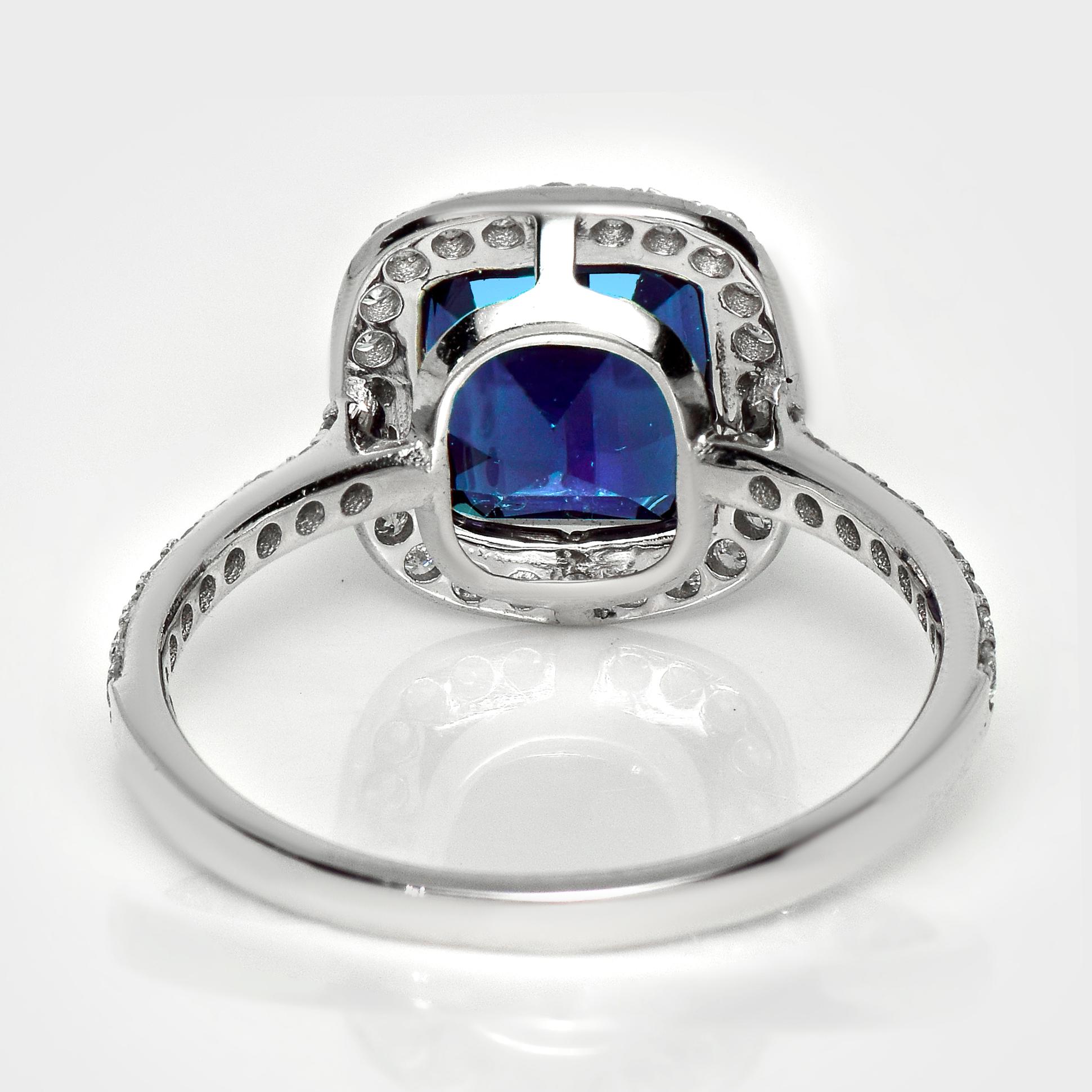 HRD 3.17 Ct 14K White Gold Unheated Purple Spinel&Diamonds Engagement Ring im Angebot 1