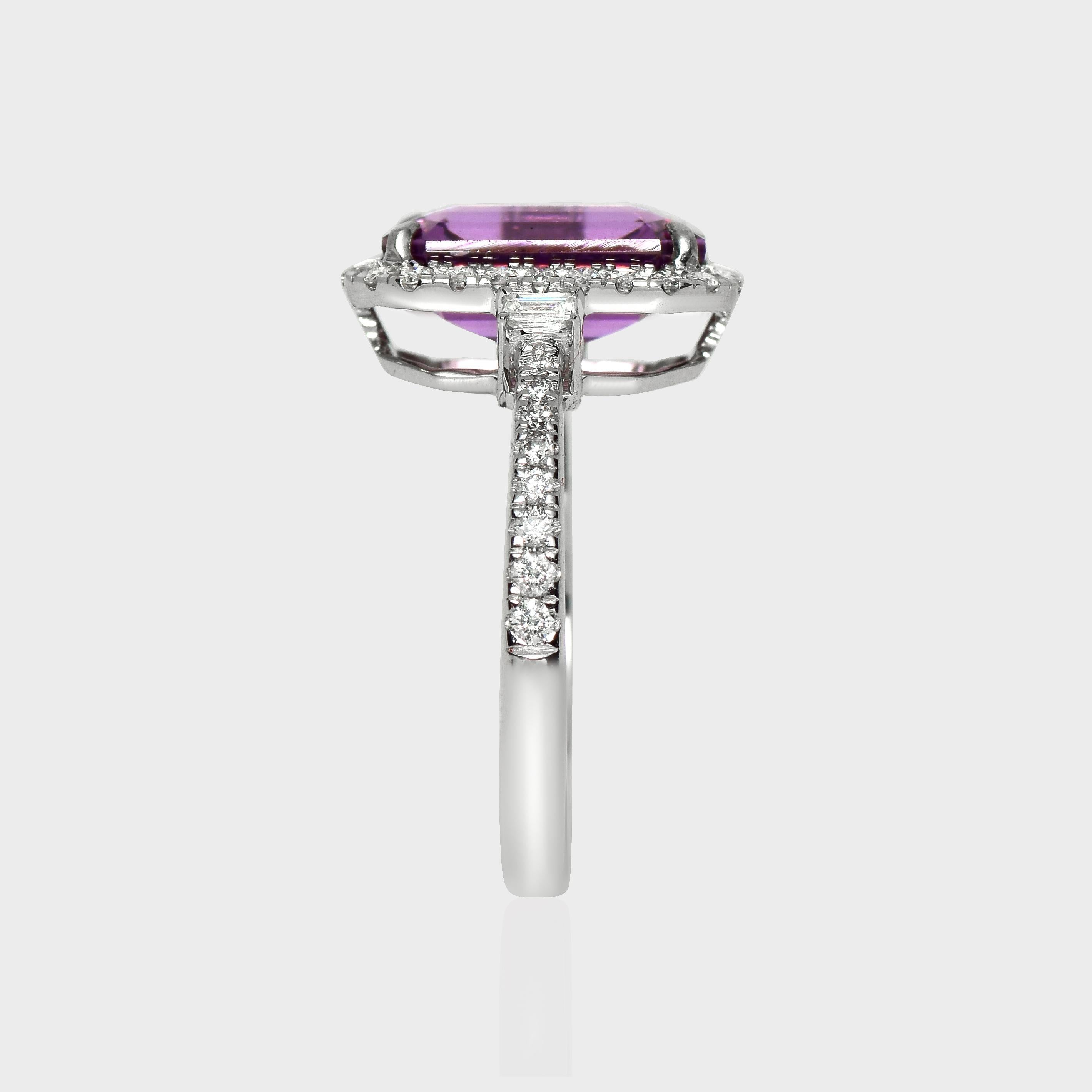 Bague de fiançailles HRD 4.05 Ct 14K White Gold Unheated Pink Spinel&Diamonds Neuf - En vente à Kaohsiung City, TW