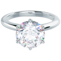 Internally Flawless GIA Certified 2 Carat Round Brilliant Cut Diamond Ring 