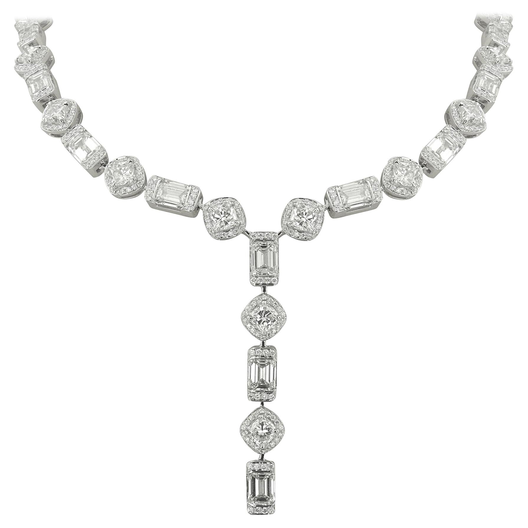 HRD and GIA Certified White Gold Diamond Necklace - 24.09 ct For Sale