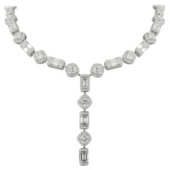 HRD and GIA Certified White Gold Diamond Necklace - 24.09 ct
