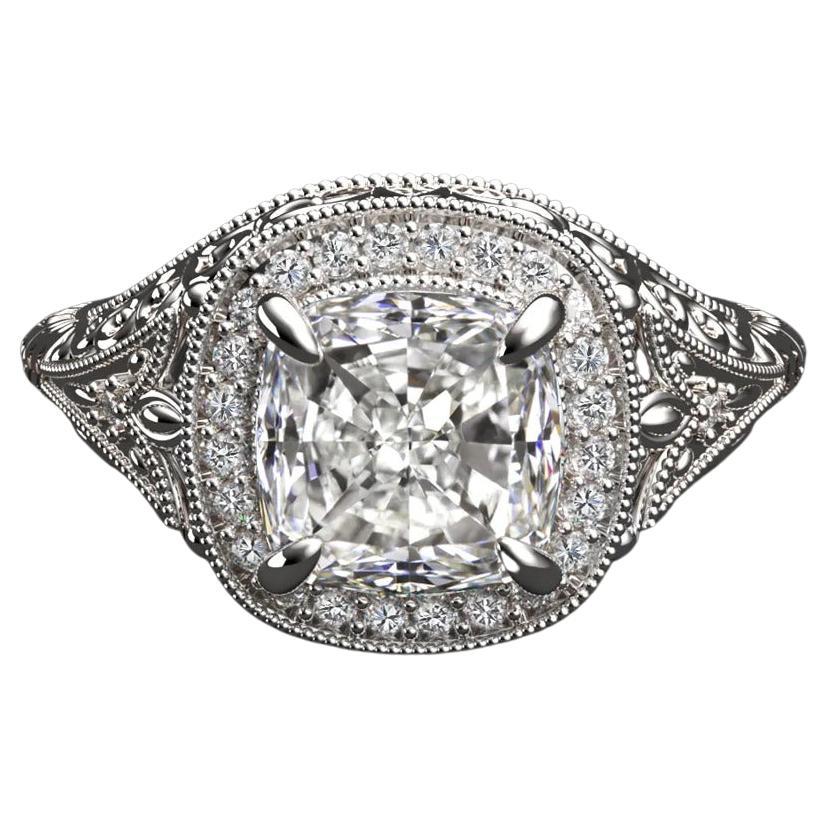 6.02Carat Antique Style Cushion Cut Diamond Ring at 1stDibs 2 carat