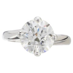 HRD Antwerp 2.30 Carat Round Brilliant Cut Diamond Ring Hearts & Arrows