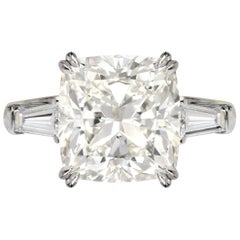 HRD Antwerp 2.80 Carat Three-Stone Cushion Diamond Ring