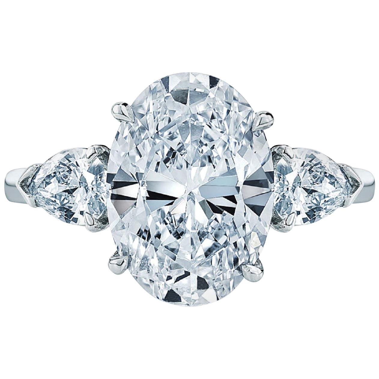 GIA Certified 3.75 Carat Oval Diamond Ring 