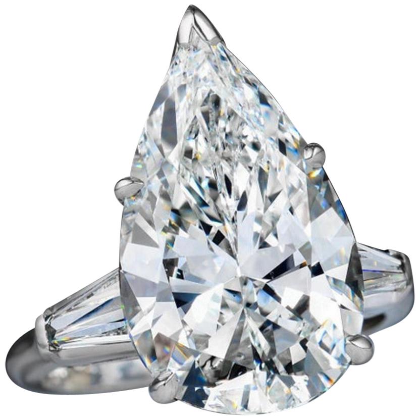 HRD Antwerp 5.62 Carat Pear Cut Diamond Ring