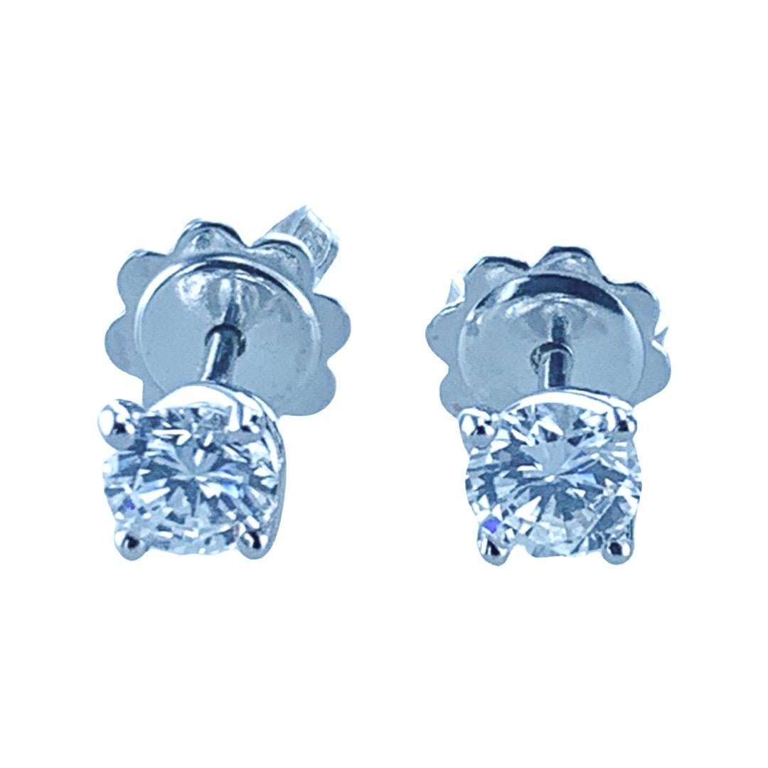 These HRD Antwerp Certified 0.83 Carat Diamond Stud Earrings are set in 18Kt white Gold. 

Of a very high quality Diamond, these gorgeous timeless stud earrings are securely held on the ear with butterfly back clasps.

The studs can be enjoyed