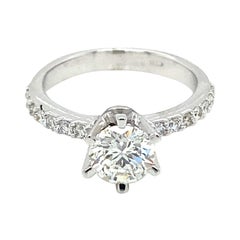HRD Antwerp Certified 1 Carat Diamond Gold Engagement Ring