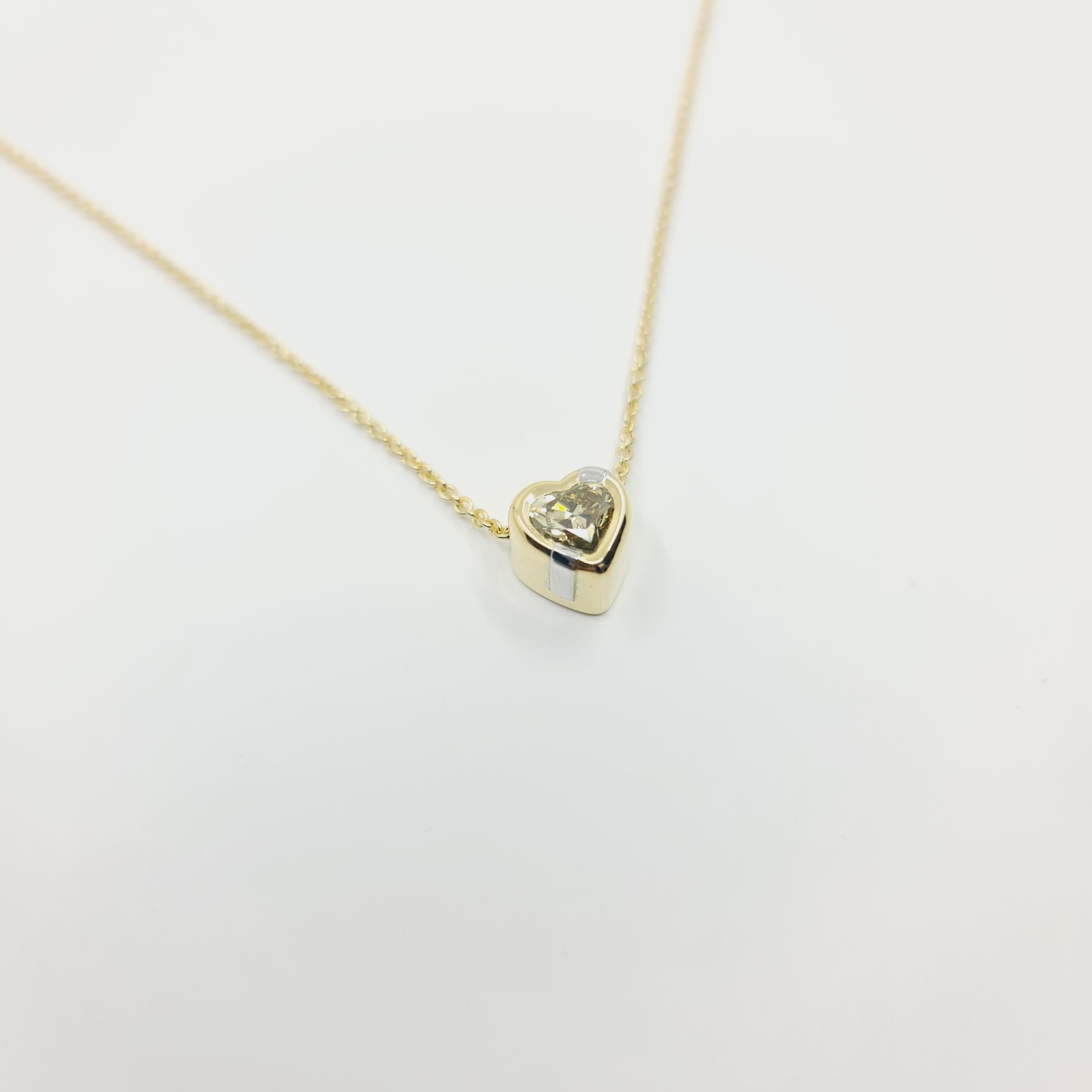 Modern HRD Antwerp Certified 1.10 Carat Cognac Diamond Necklace Heart