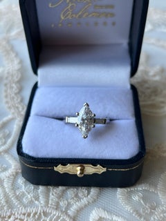HRD Antwerp Certified 2.00 Carat Marquise Diamond and Platinum Three Stone Ring