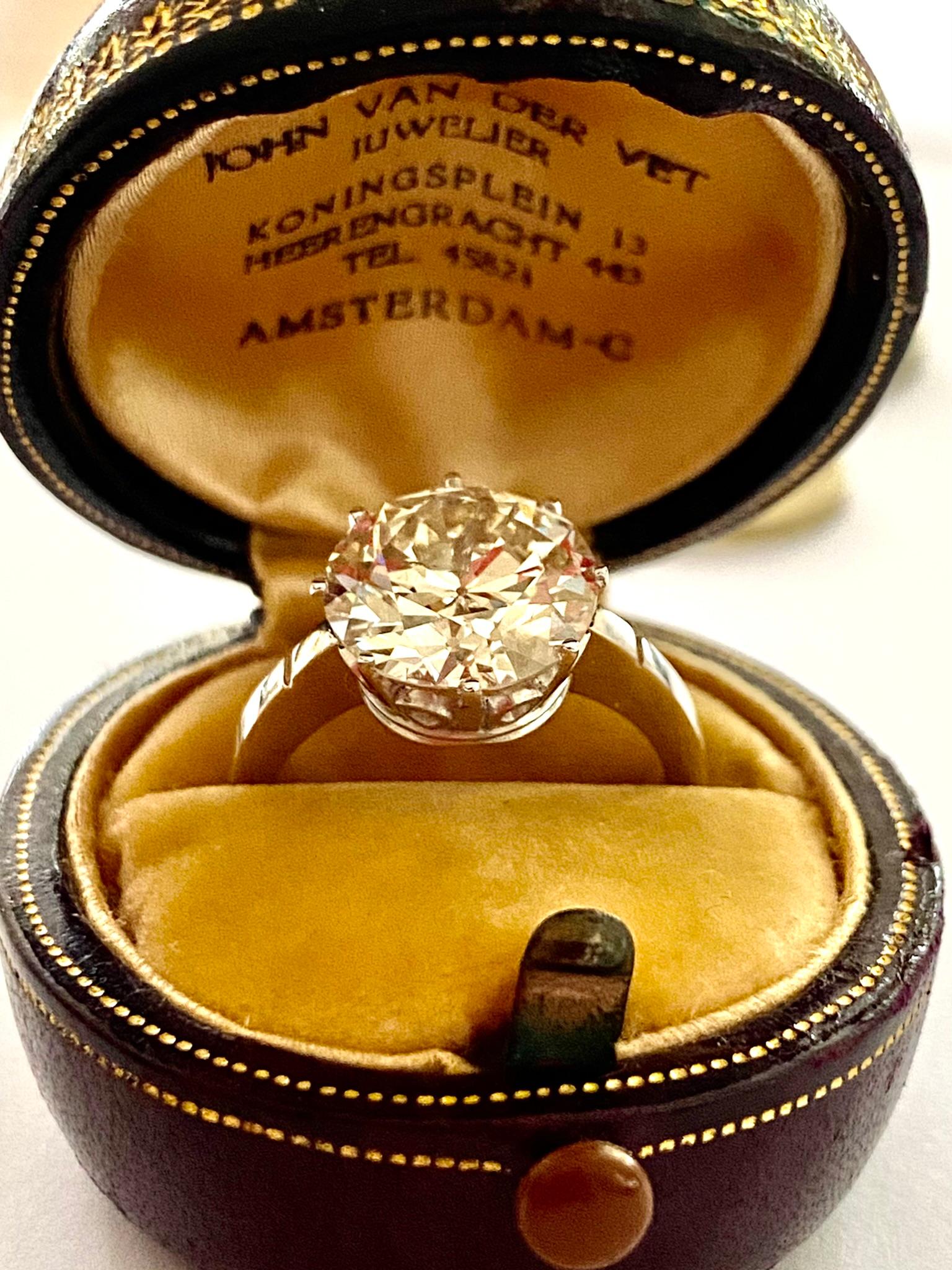H.R.D. Antwerp Certified 5.56 Ct. Old European Cut Diamond Ring '18k White Gold' 2