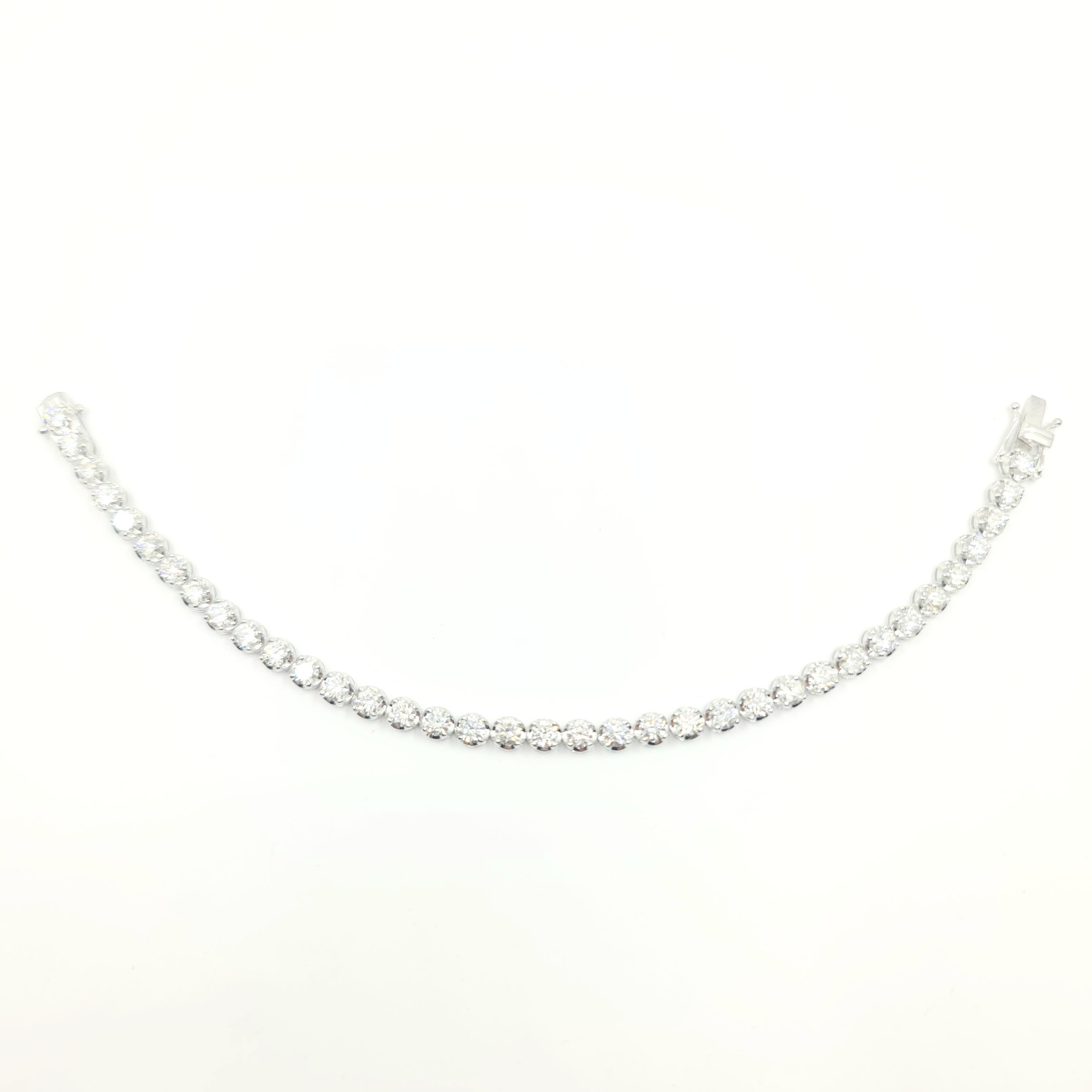 Women's or Men's HRD Certified 6.17 Carat F-G/VS-SI Diamond Tennis Bracelet 18k White Gold For Sale