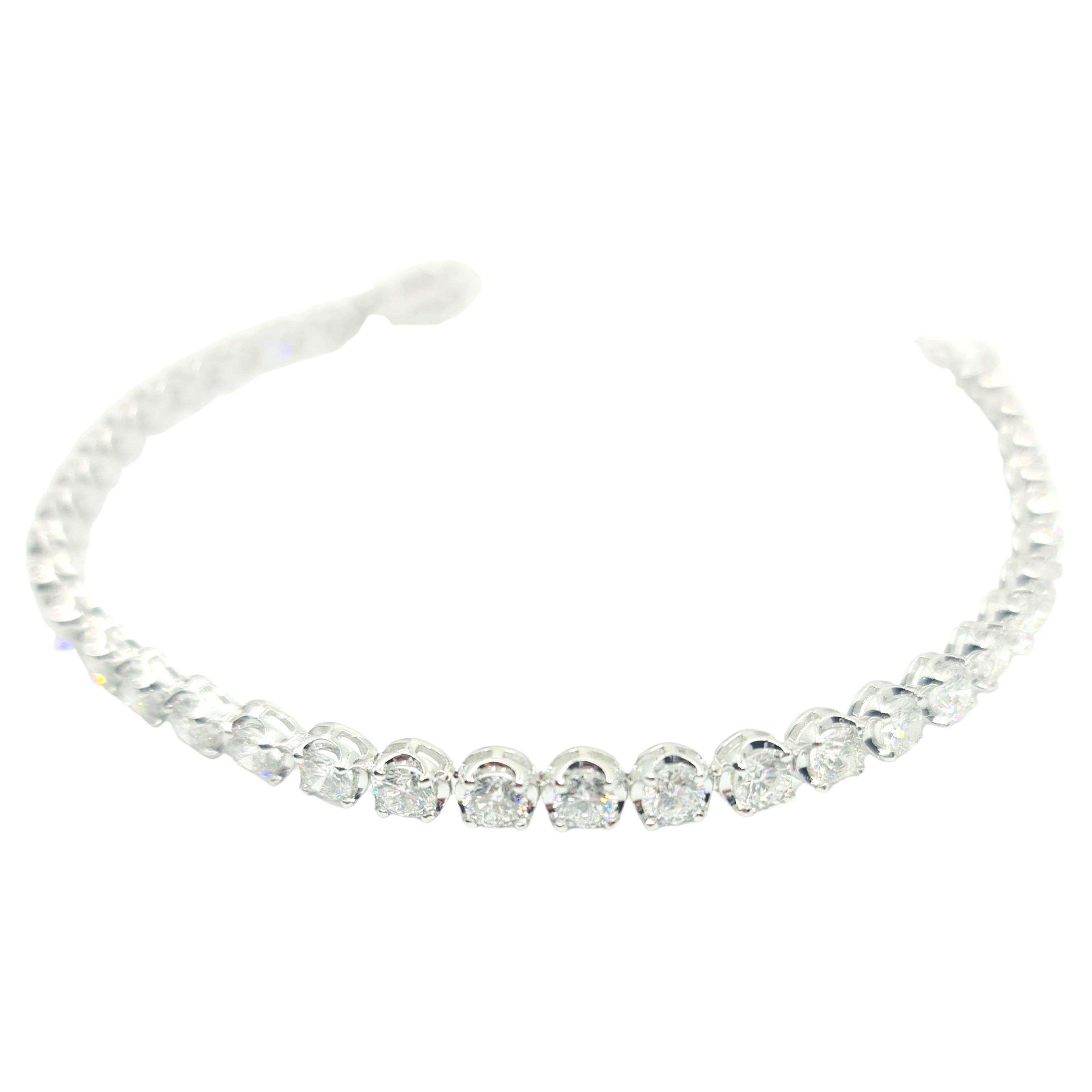 Bracelet de tennis en diamant certifié HRD de 6,17 carats F-G/VS-SI en or blanc 18k