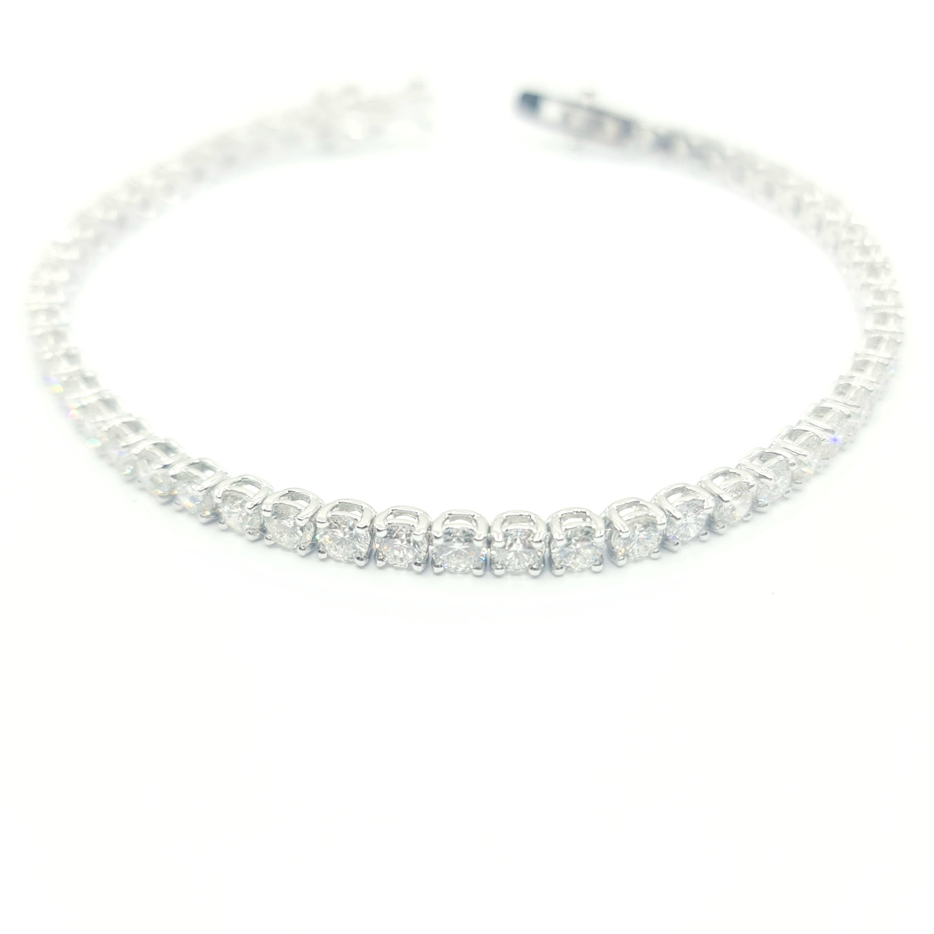 Bracelet tennis HRD en or blanc 18 carats avec diamants certifiés G/VS-SI d'Anvers de 6,65 carats en vente 7