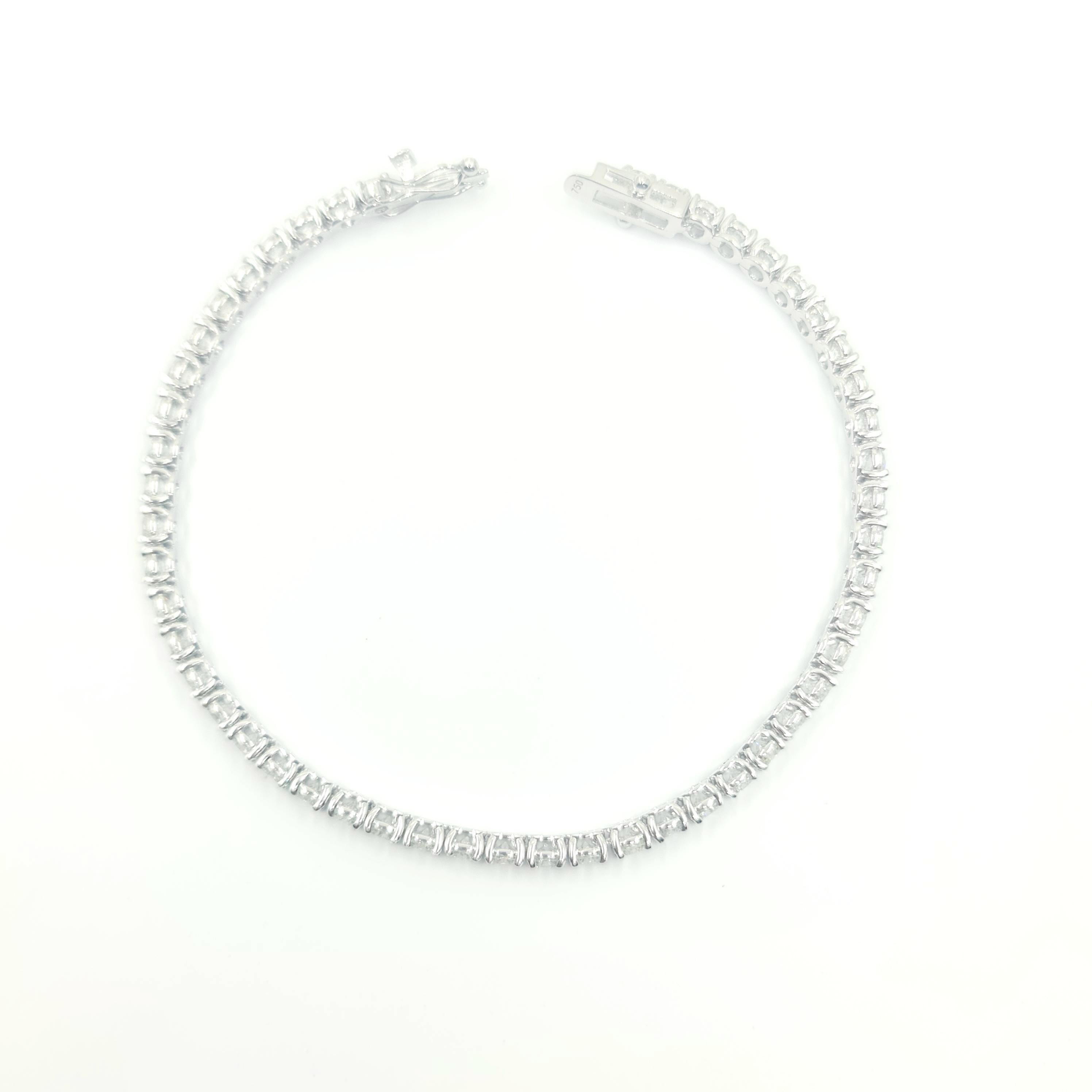 Taille brillant Bracelet tennis HRD en or blanc 18 carats avec diamants certifiés G/VS-SI d'Anvers de 6,65 carats en vente