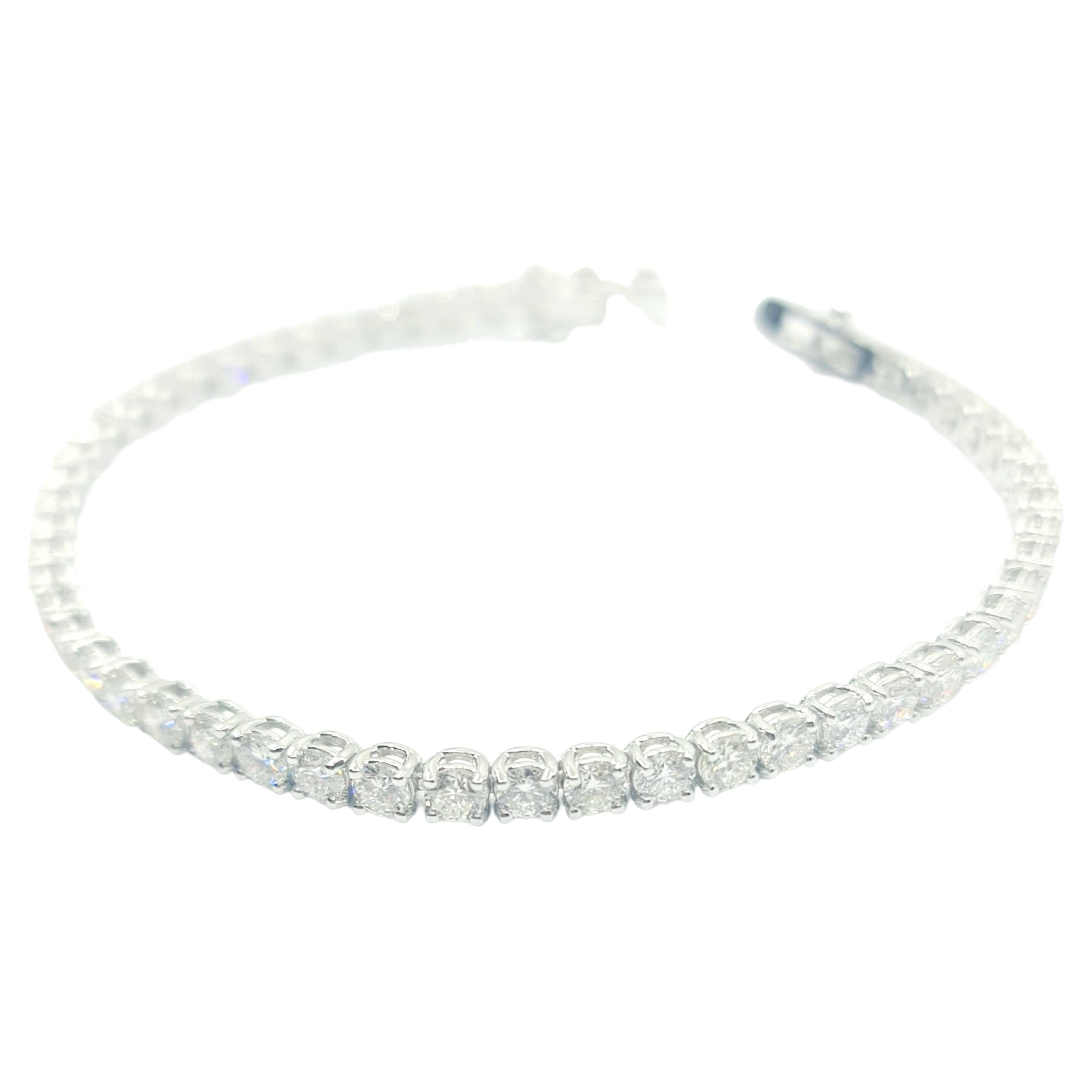 Bracelet tennis HRD en or blanc 18 carats avec diamants certifiés G/VS-SI d'Anvers de 6,65 carats