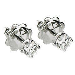 HRD Certified 0.14 Carat Flower Diamonds Set in 18Kt White Gold Stud Earrings
