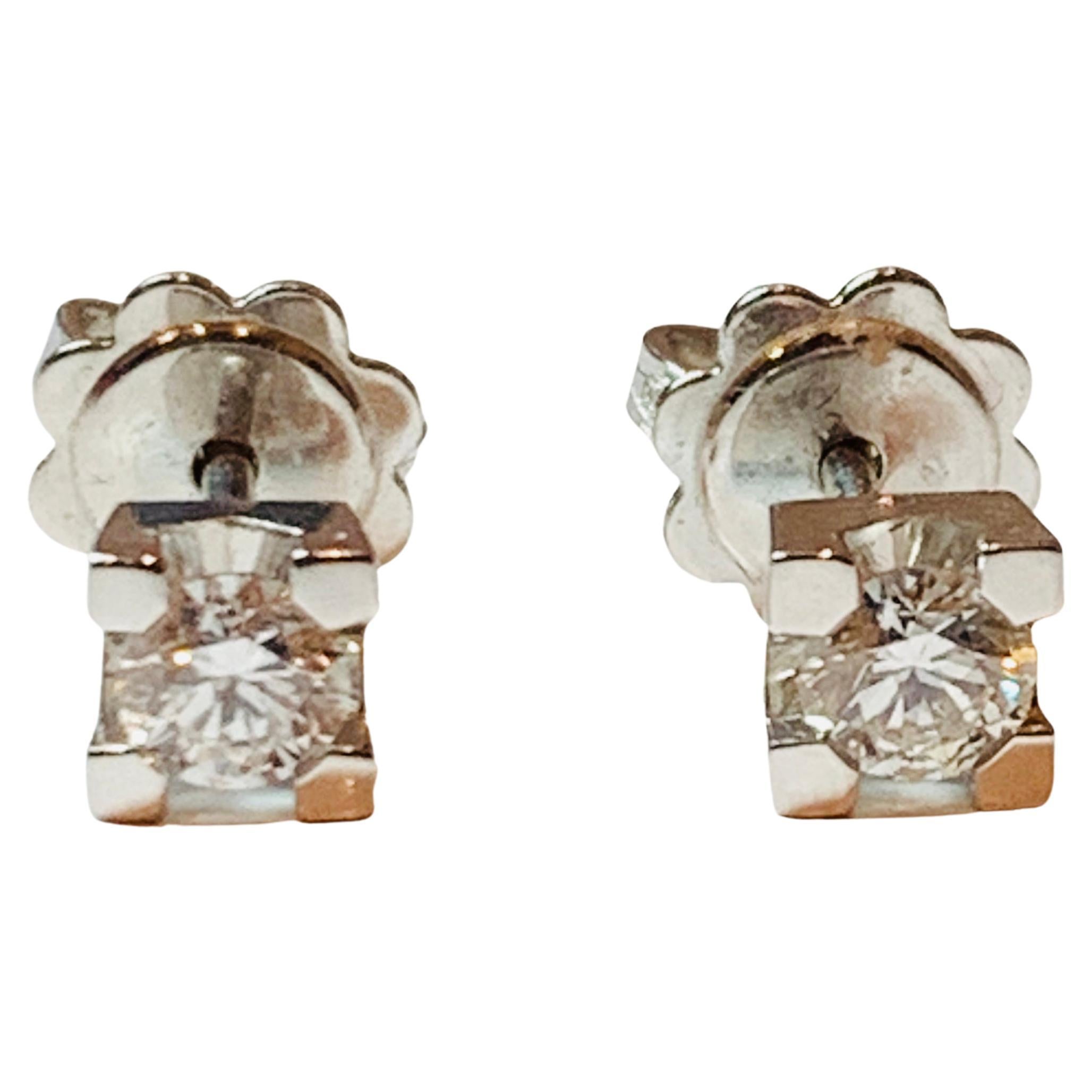 HRD Certified 0.18 Carat Tornito Diamonds Set in 18Kt White Gold Stud Earrings