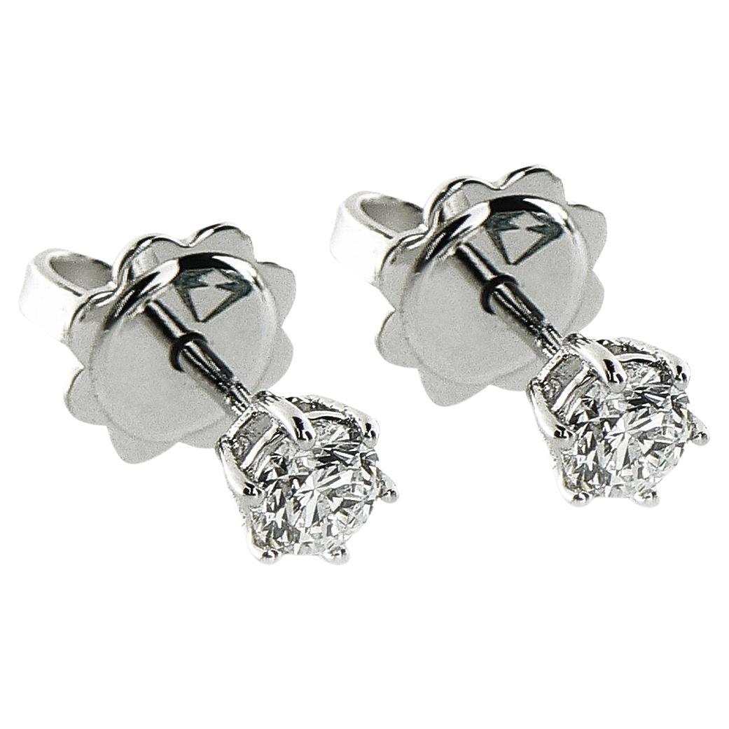 HRD Certified 0.27 Carat Star Diamonds Set in 18Kt White Gold Stud Earrings
