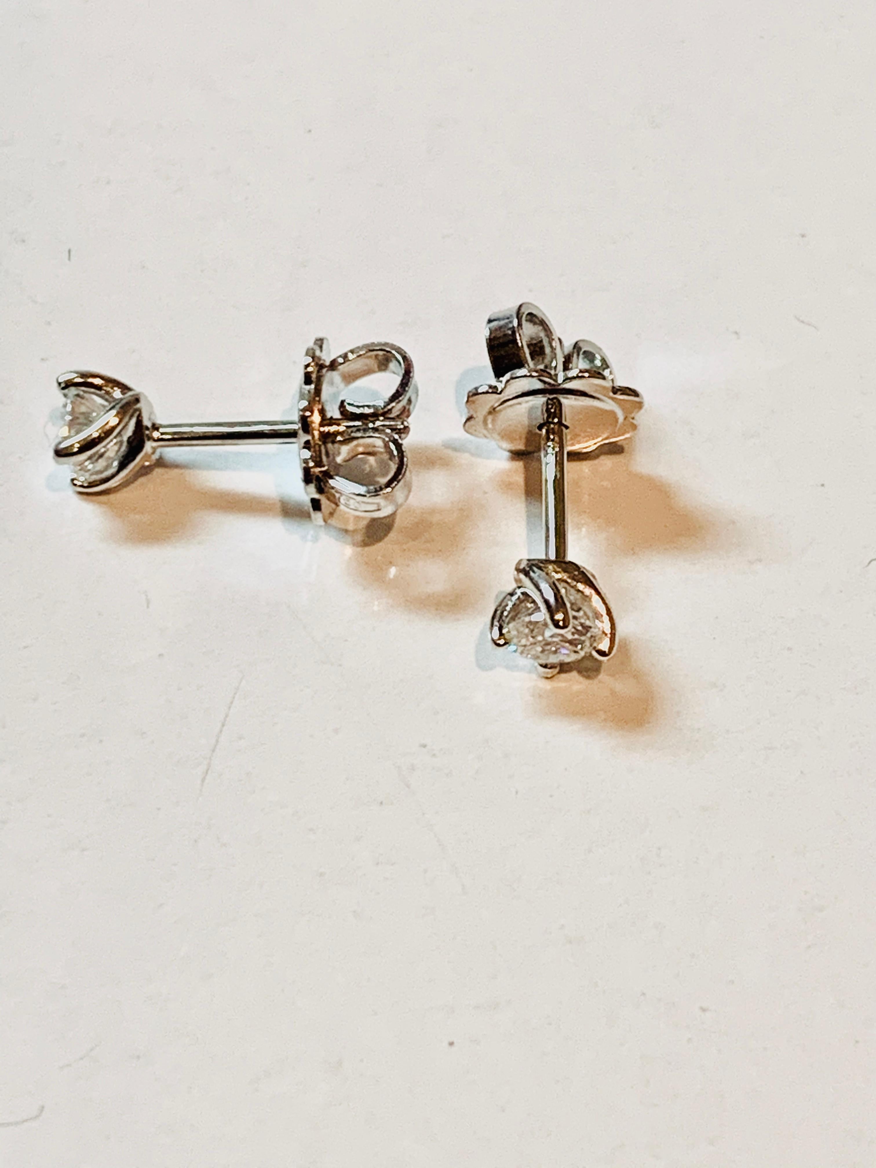 Artisan HRD Certified 0.40 Carat Flower Diamonds Set in 18Kt White Gold Stud Earrings